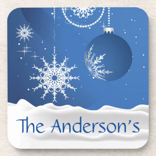 Christmas Snowflake Snow hard plastic Coaster