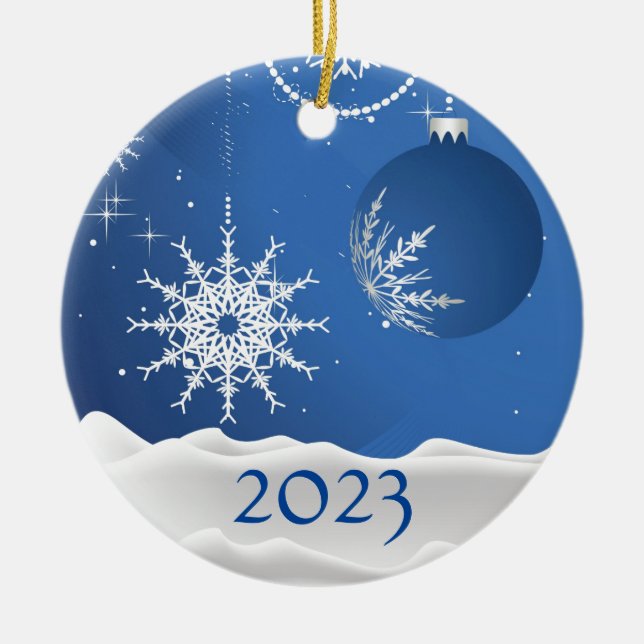 Christmas Snowflake Snow Ornament 2023 Add Name (Front)