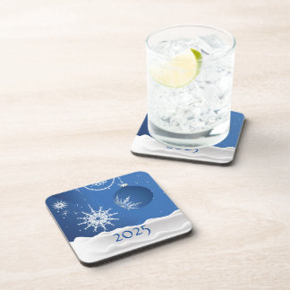 Christmas Snowflake Snow Plastic Coaster 2025