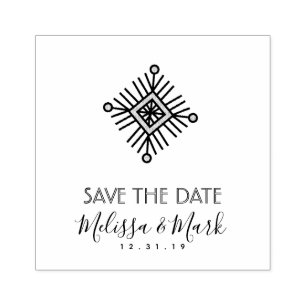 Christmas  Snowflake  Square Style Save the Date  Rubber Stamp