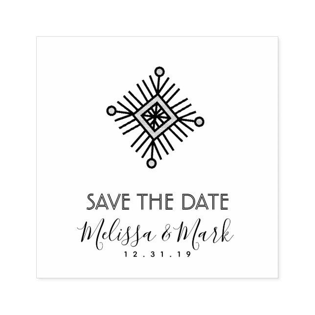 Christmas  Snowflake  Square Style Save the Date  Rubber Stamp (Imprint)