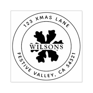 Christmas Snowflake Star Festive Holiday Address  Rubber Stamp