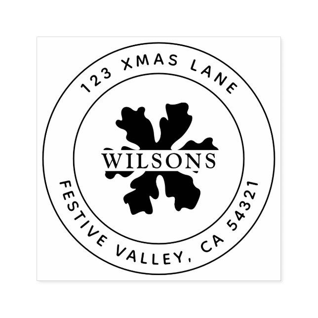 Christmas Snowflake Star Festive Holiday Address  Rubber Stamp (Imprint)