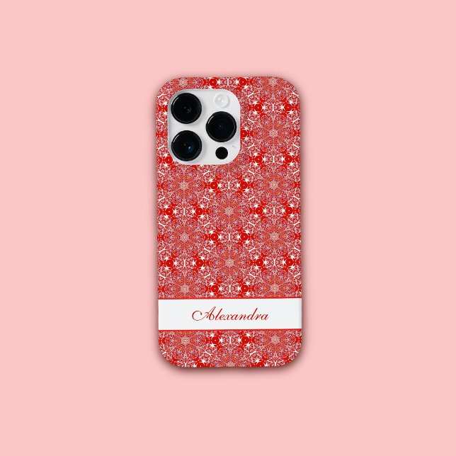 Christmas Snowflake Star Pattern Personalised Red Case-Mate iPhone Case (Creator Uploaded)