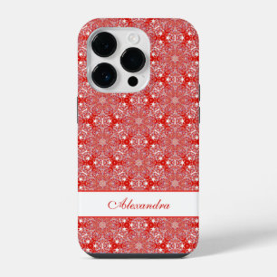 Christmas Snowflake Star Pattern Personalised Red iPhone 14 Pro Case