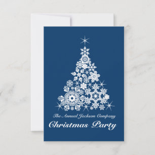 Christmas snowflake tree party invitation blue