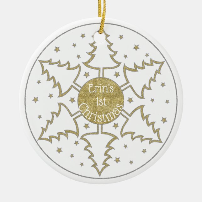 Christmas "Snowflake Trees" Ornament Personalise (Front)