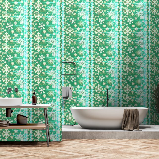 CHRISTMAS SNOWFLAKE WALLPAPER TREATMENT (Bathroom)