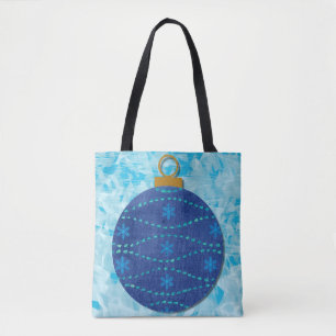 Christmas Snowflake Whimsical Ornament Aqua Tote Bag