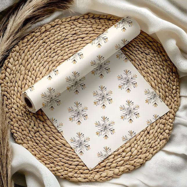 Christmas Snowflake Wrapping Paper | Gift Wrap (Minimalist Snowflake Christmas wrapping paper — elegant holiday gift wrap, modern Scandinavian style)