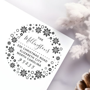 Christmas Snowflake Wreath Name & Return Address Self-inking Stamp