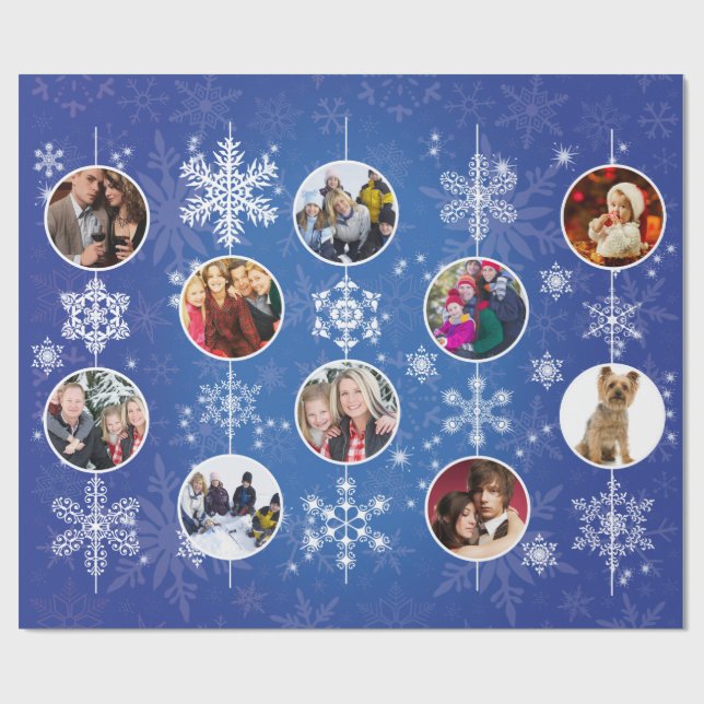 Christmas Snowflakes 10 Favourite Family Photos Wrapping Paper (Flat)