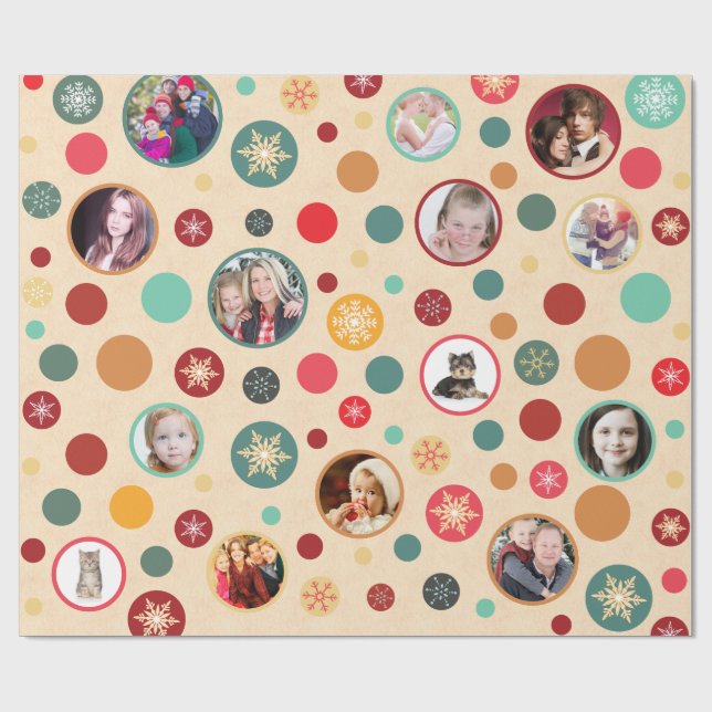 Christmas Snowflakes 14 Favourite Family Photos Wrapping Paper (Flat)
