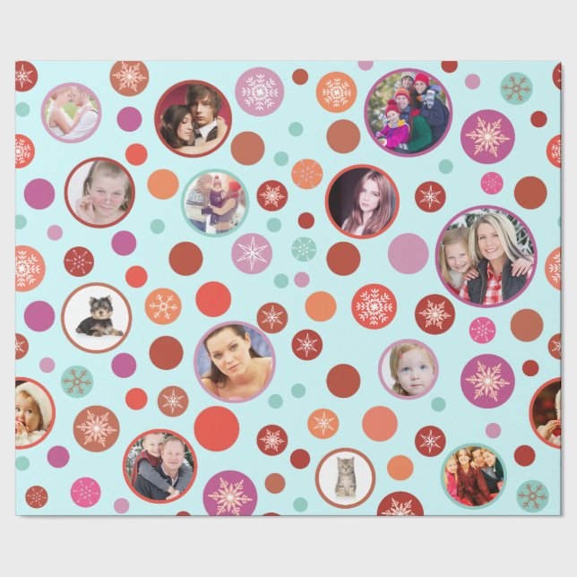 Christmas Snowflakes 14 Favourite Family Pictures Wrapping Paper (Seam)