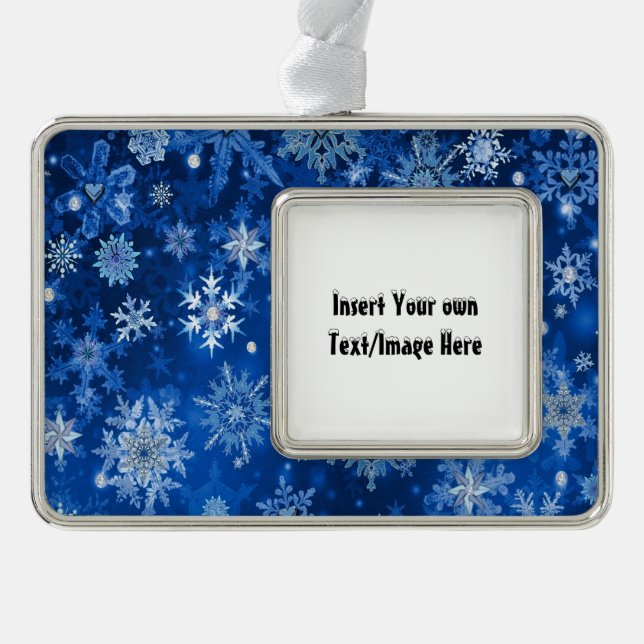Christmas Snowflakes Add UR Photo Framed Ornament (Front)
