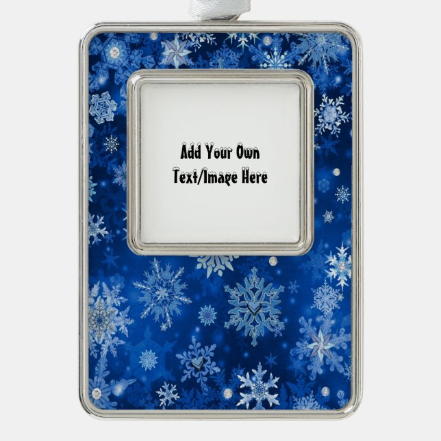 Christmas Snowflakes Add UR Photo Framed Ornament (Front)