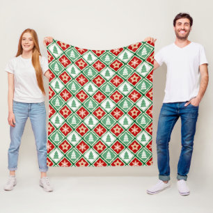 Christmas snowflakes and Christmas trees Fleece Blanket