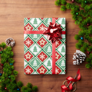 Christmas snowflakes and Christmas trees  Wrapping Paper