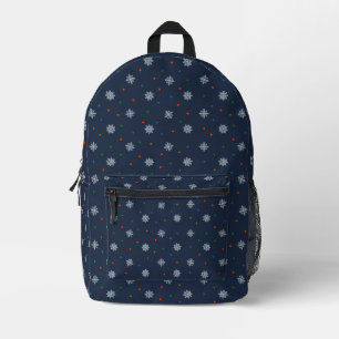 Christmas snowflakes and dots pattern printed backpack