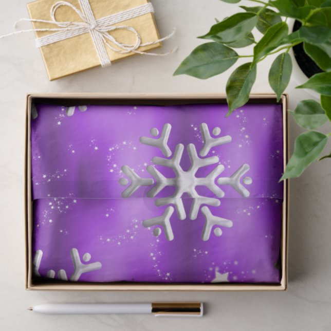 Christmas Snowflakes and Stars on Purple Tissue Paper (Gift)