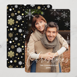 Christmas Snowflakes and Typography Photo Holiday Card