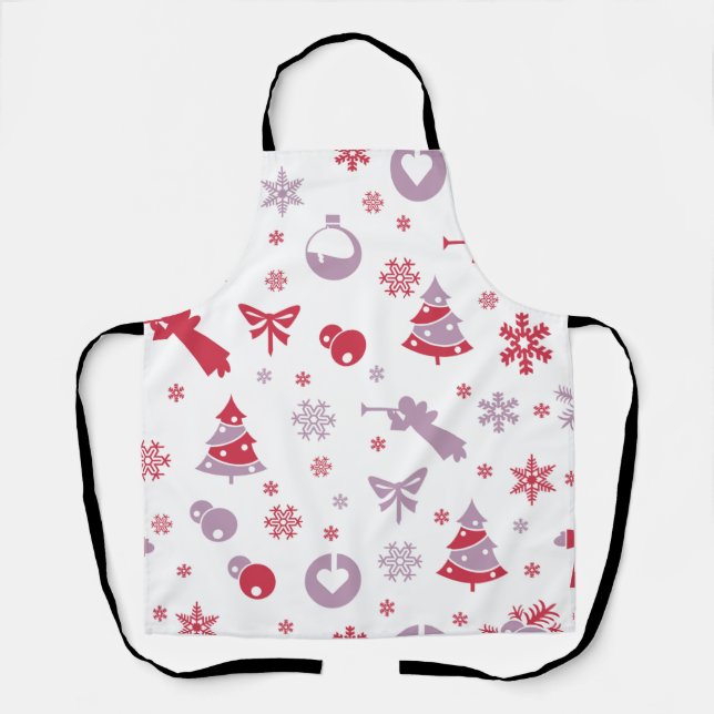 Christmas Snowflakes, Angels, and Trees Pattern  Apron (Front)