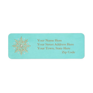 Christmas Snowflakes Aqua & Gold