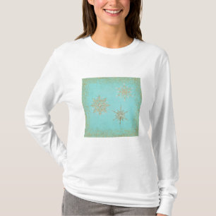 Christmas Snowflakes Aqua & Gold T-Shirt