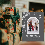 Christmas Snowflakes Arch Pattern family photo Holiday Card<br><div class="desc">Christmas Snowflakes Arch Pattern family photo</div>