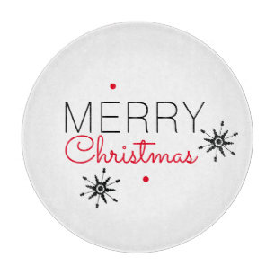 Christmas Snowflakes Black and Red Cutting Board