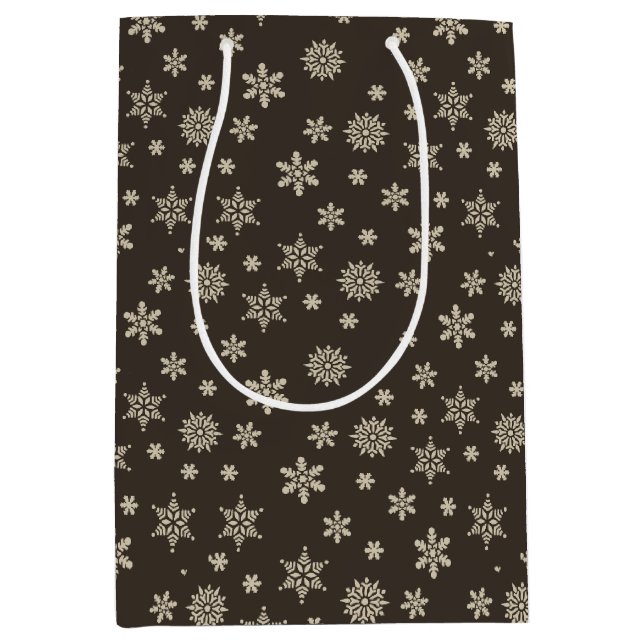Christmas snowflakes black and white Gift Bag (Front)
