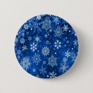 Christmas Snowflakes Blue and Silver 6 Cm Round Badge