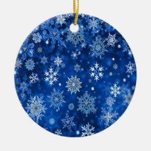 Christmas Snowflakes Blue and Silver Ceramic Tree Decoration