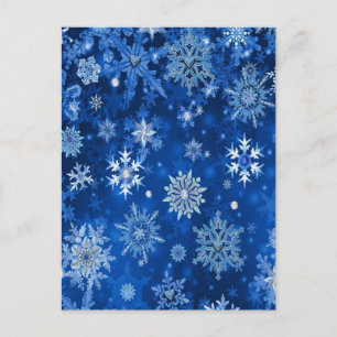 Christmas Snowflakes Blue and Silver Holiday Postcard