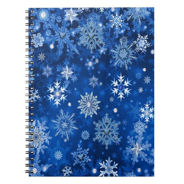 Christmas Snowflakes Blue and Silver Notebook (Front)