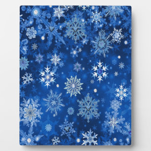 Christmas Snowflakes Blue and Silver Plaque