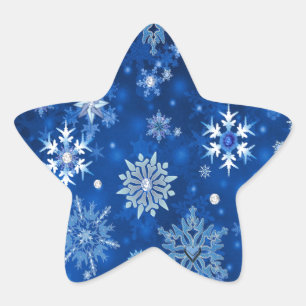 Christmas Snowflakes Blue and Silver Star Sticker