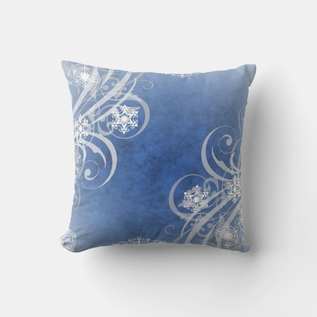 Christmas Snowflakes Blue Cushion (Front)