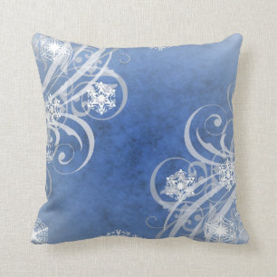 Christmas Snowflakes Blue Cushion