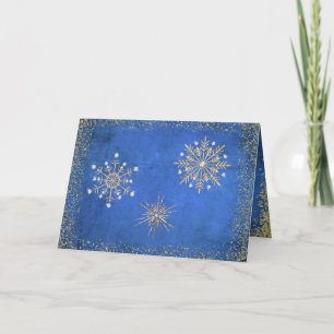 Christmas Snowflakes Blue & Gold Holiday