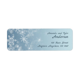 Christmas Snowflakes Blue Holiday Return Address