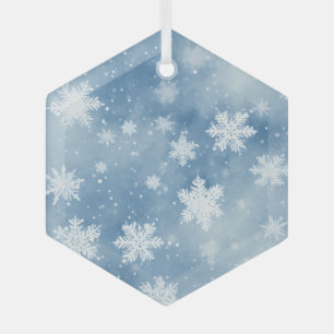 Christmas Snowflakes Blue Sky Glass Tree Decoration