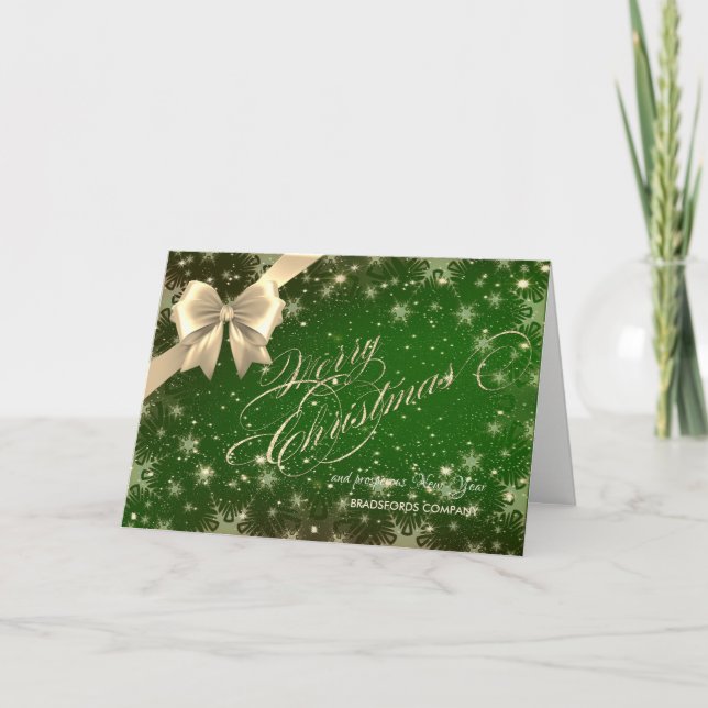Christmas  Snowflakes,Bow  ,Corporate Greeting Holiday Card (Front)