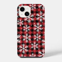 Christmas Snowflakes Buffalo Plaid Pattern