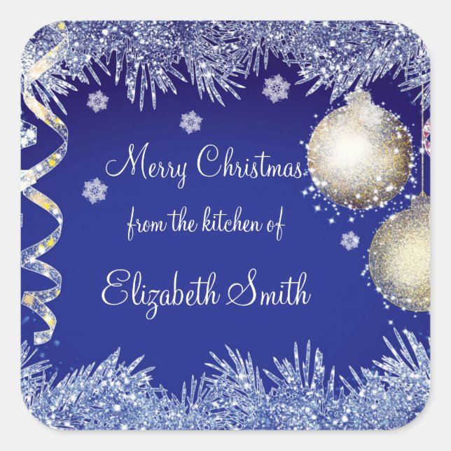 Christmas, Snowflakes, Cookies, Gift Square Sticker (Front)
