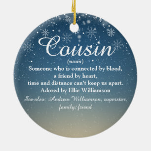 Christmas Snowflakes Cousin Definition Script Ceramic Tree Decoration