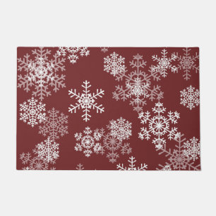 Christmas Snowflakes Door Mat-Burgundy Wine Doormat