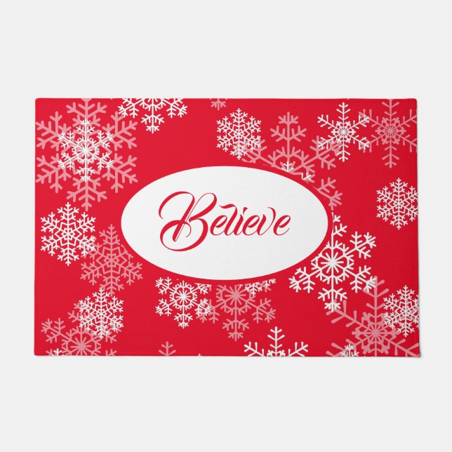Christmas Snowflakes Doormat-Believe Doormat (Front)