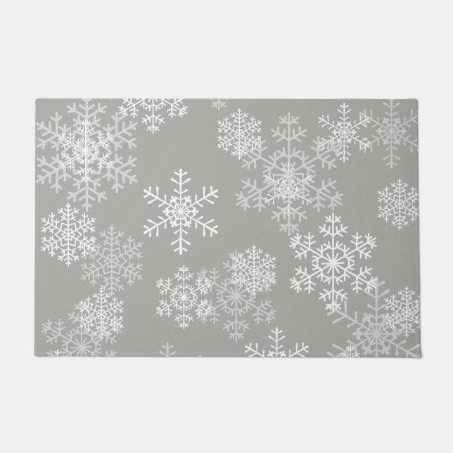 Christmas Snowflakes Doormat-Grey Doormat (Front)