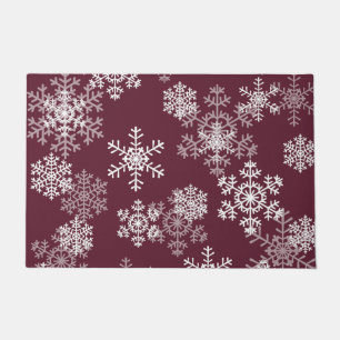 Christmas Snowflakes Doormat-Maroon Wine Doormat